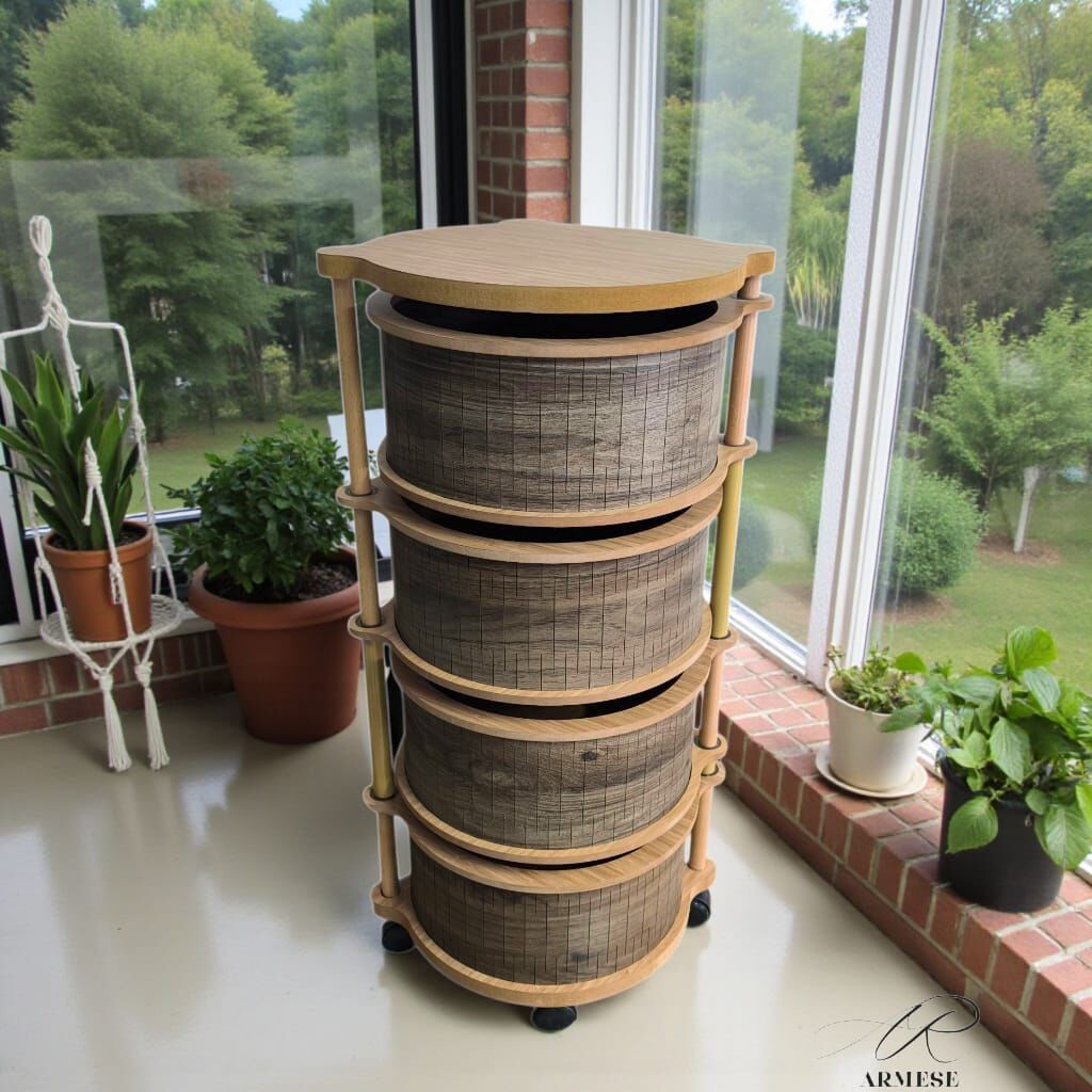 Modern 4 Katlı Ahşap Sebzelik – UV Baskılı, Dayanıklı ve Şık Tasarım