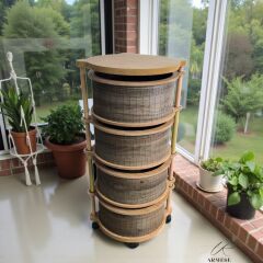 Modern 4 Katlı Ahşap Sebzelik – UV Baskılı, Dayanıklı ve Şık Tasarım