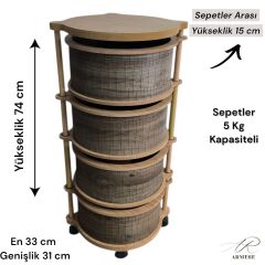 Modern 4 Katlı Ahşap Sebzelik – UV Baskılı, Dayanıklı ve Şık Tasarım