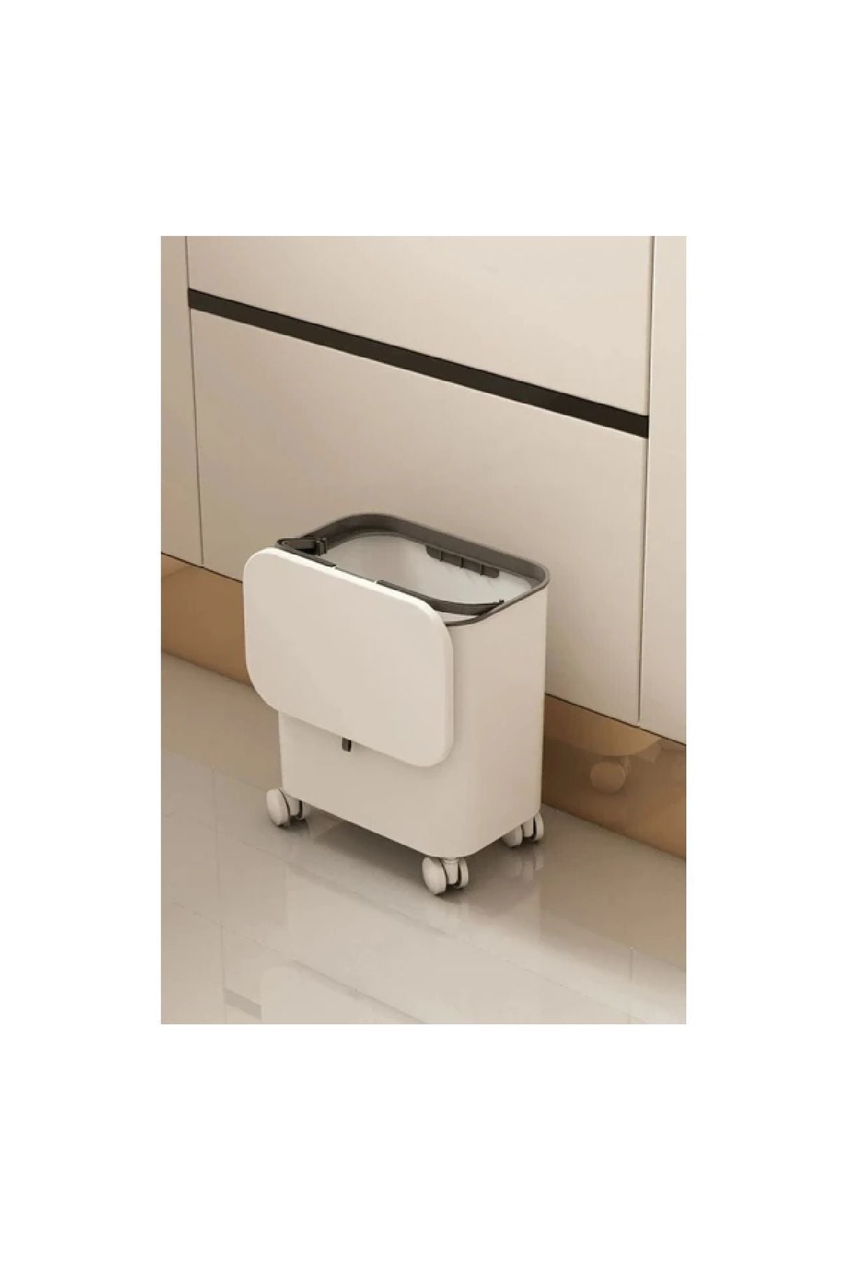Pratik Şık Tasarım Tekerlekli Çöp Kovası Banyo Mutfak ve Ofis Çöp Kovası 15 Litre