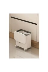 Pratik Şık Tasarım Tekerlekli Çöp Kovası Banyo Mutfak ve Ofis Çöp Kovası 15 Litre