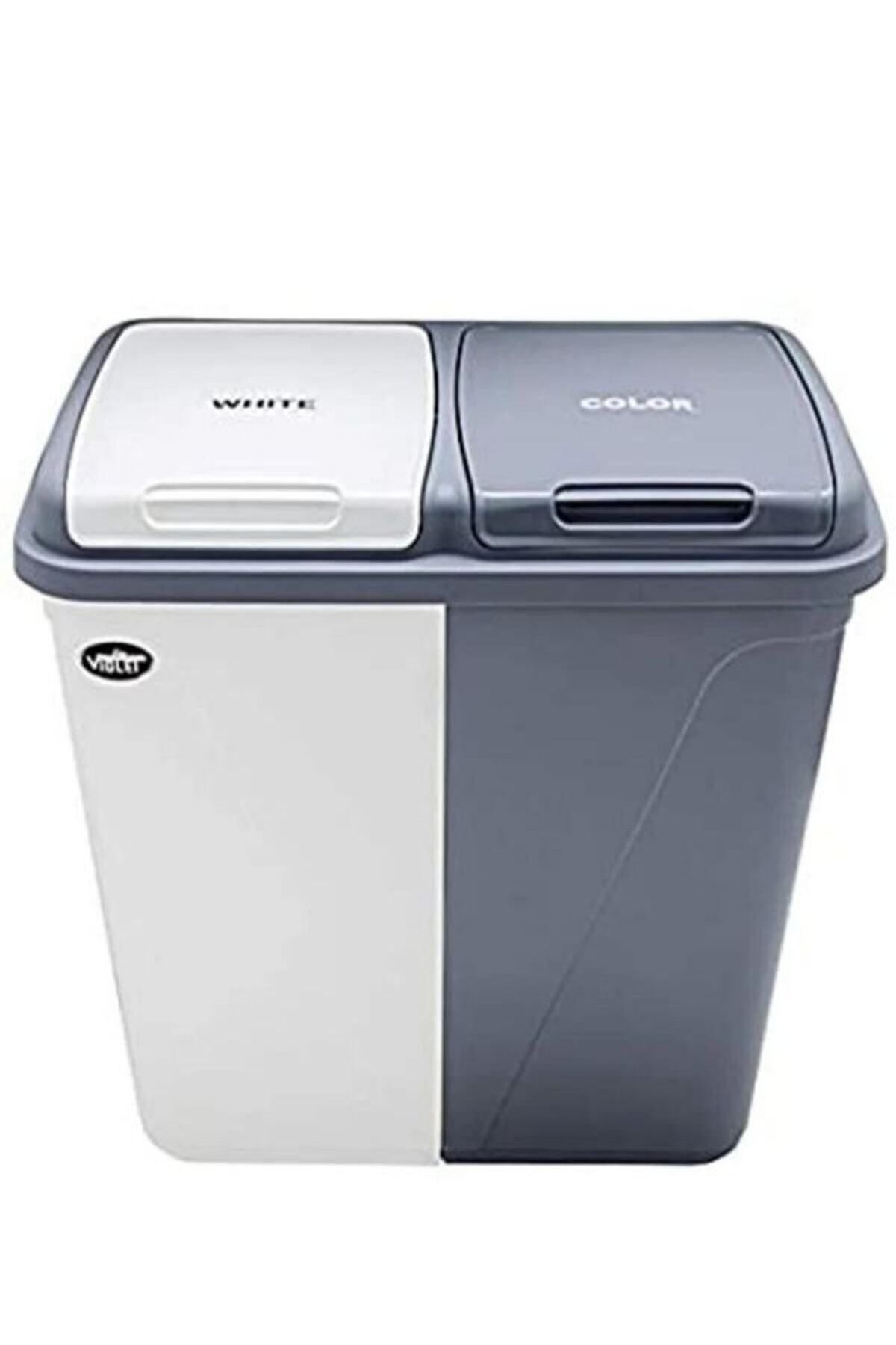 Kaliteli Pratik 2 Ayrı Bölmeli Çamaşır Sepeti 45 lt