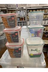 Fresh Box Sızdırmaz Kilitli Derin Kare 3'lü Set Saklama Kabı (3,6 lt),(2 lt),( 1,1 lt) Lc360