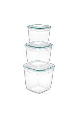 Fresh Box Sızdırmaz Kilitli Derin Kare 3'lü Set Saklama Kabı (3,6 lt),(2 lt),( 1,1 lt) Lc360