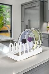 Tencere Kapağı Organizeri - 6 Bölmeli Tencere Kapak Rafı