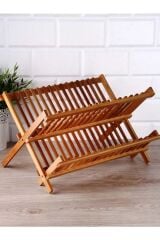 Bambu Bulaşık Sepeti Doğal Bambu Tabaklık Bulaşıklık 42 cm