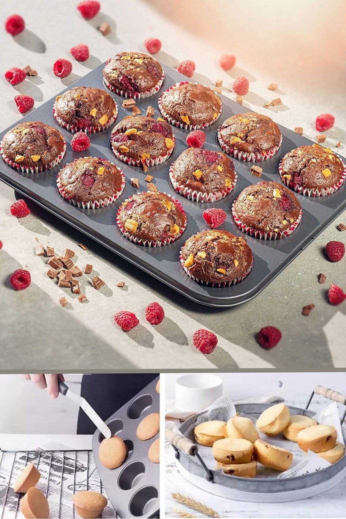 12'li Yanmaz Muffin Kalıbı Cheesecake Ve Muffin Için Yanmaz Tepsi Kek Kurabiye Turta Kalıbı