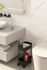 Arispa Lizbon Çok Amaçlı 2 Katlı Evye Altı Düzenleyici Dolap Içi Tegah Altı tekerlekli Organizer