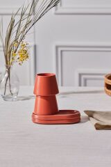 Equal 2 Kişilik Kiremit Lokumluklu Kahve Fincan Takımı 80 ml