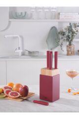 Viego 6 Parça Standlı Bıçak Seti Red