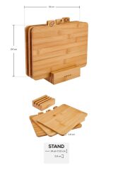 Triple 4 Parça Ayaklı Bambu Kesme Tahtası Seti 28 Cm