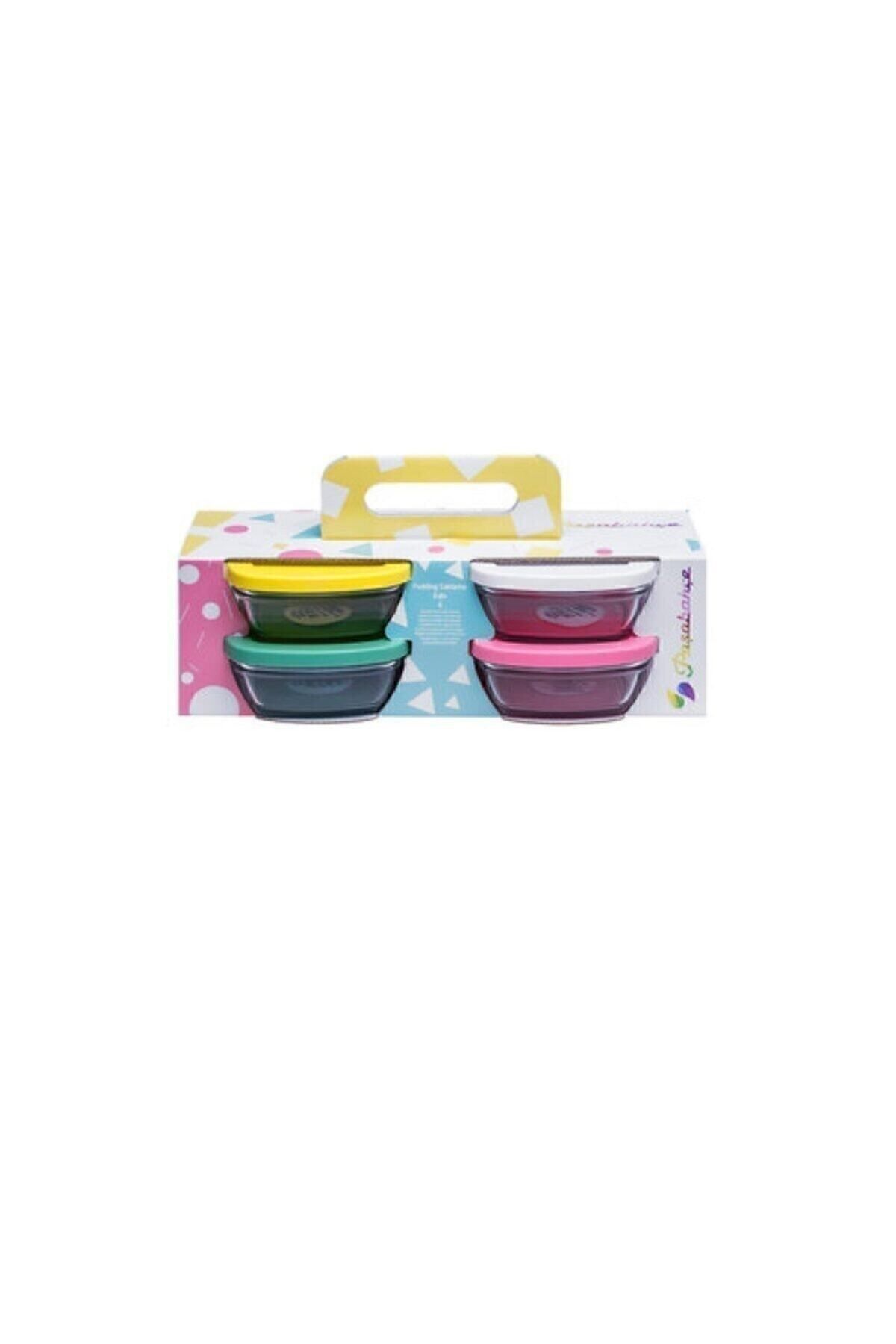 Pudding Silikon Kapaklı Cam Saklama Kabı 4 Lü Kahvaltılık 11 Cm 96840