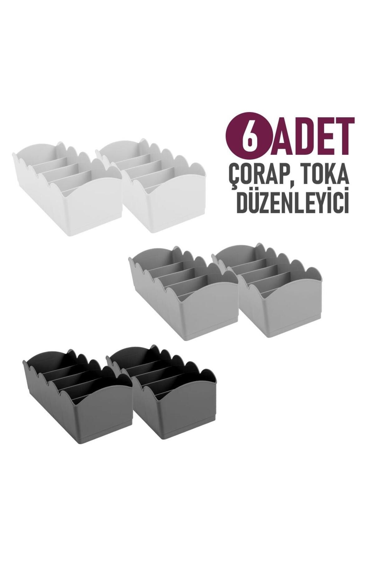Çorap Toka Düzenleyici Çekmece Içi Organizer Dolap Düzenleyici 6 Adet