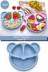 Mavi Ayıcık Şekilli Mama Ve Yemek Tabağı | Çocuk Yemek Tabağı | Figürlü Çocuk Tabağı Kp-144