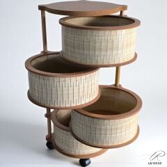 4 Katlı Ahşap Sebzelik Doğal Hasır Model Modern – UV Baskılı, Dayanıklı ve Şık Tasarım