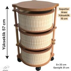 İskandinav 3 Katlı Ahşap Sebzelik – Dayanıklı MDF, UV Baskılı, Şık Tasarım
