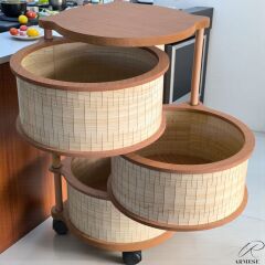 İskandinav 3 Katlı Ahşap Sebzelik – Dayanıklı MDF, UV Baskılı, Şık Tasarım