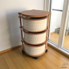 İskandinav 3 Katlı Ahşap Sebzelik – Dayanıklı MDF, UV Baskılı, Şık Tasarım