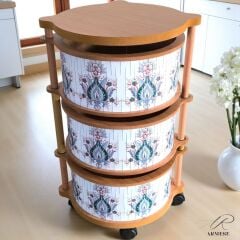 İskandinav 3 Katlı Ahşap Sebzelik – Dayanıklı MDF, UV Baskılı, Şık Tasarım