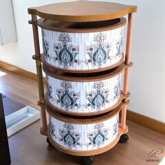 İskandinav 3 Katlı Ahşap Sebzelik – Dayanıklı MDF, UV Baskılı, Şık Tasarım