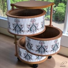 İskandinav 3 Katlı Ahşap Sebzelik – Dayanıklı MDF, UV Baskılı, Şık Tasarım