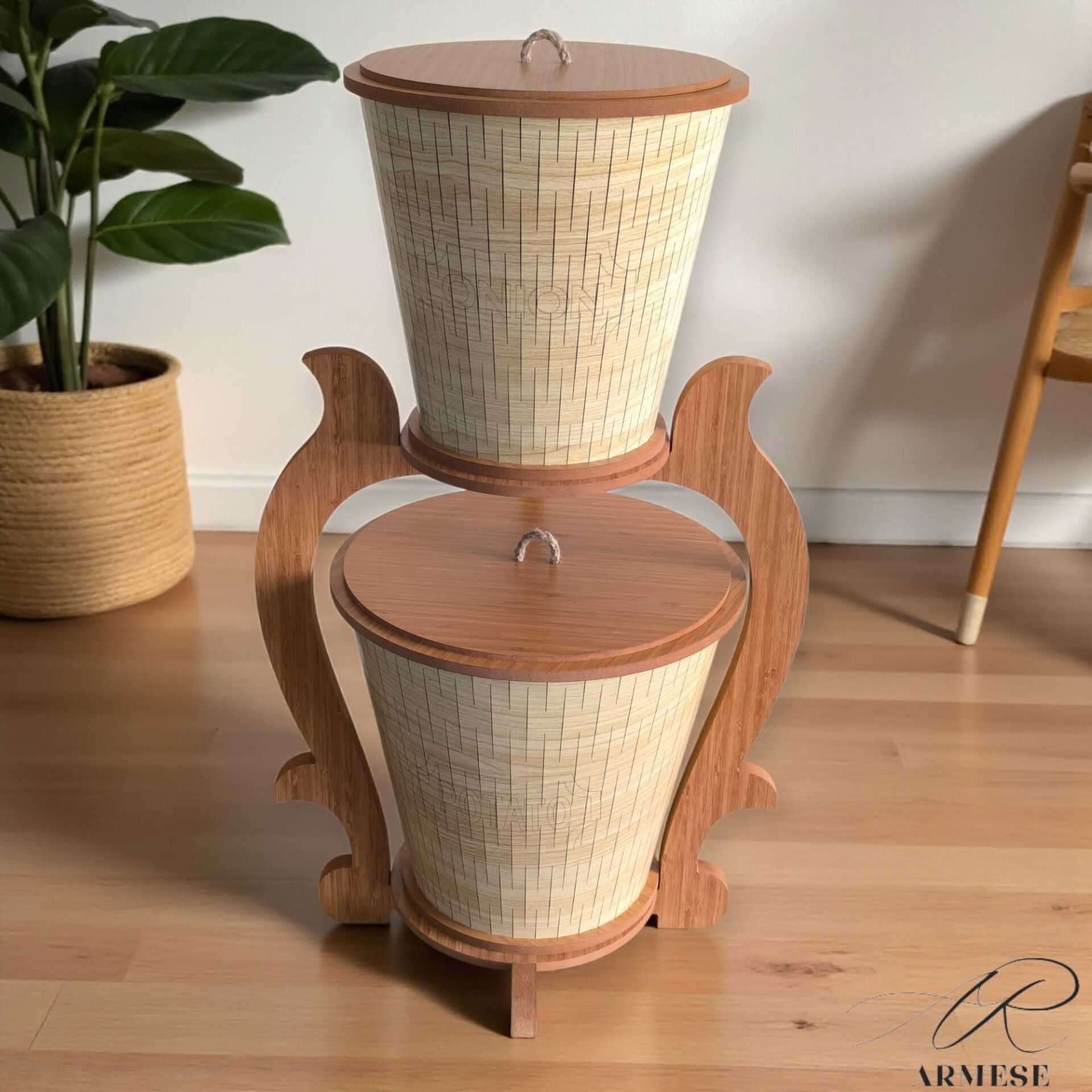 Ahşap İskandinav Patateslik ve Soğanlık Sebzelik